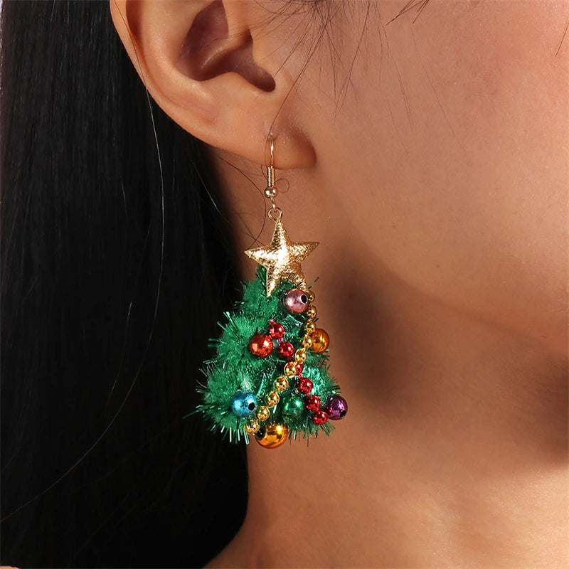 Merry Christmas Drop Earrings for Women Christmas Tree Deer Santa Dangle Earrings New Year Jewelry Gifts