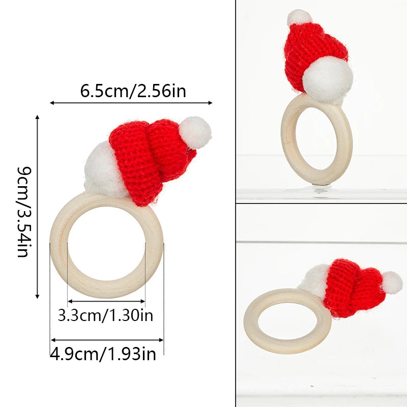 Christmas Napkin Ring Mini Santa Hat Scarf Napkin Holder Rings Christmas Decoration Xmas Party Banquet Hotel Table Dinner Decor