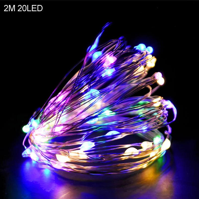 2M 20LED Santa Claus Snowflake LED Light String Christmas Decoration For Home Xmas Tree Ornament 2024 Navidad Kids Gift New Year