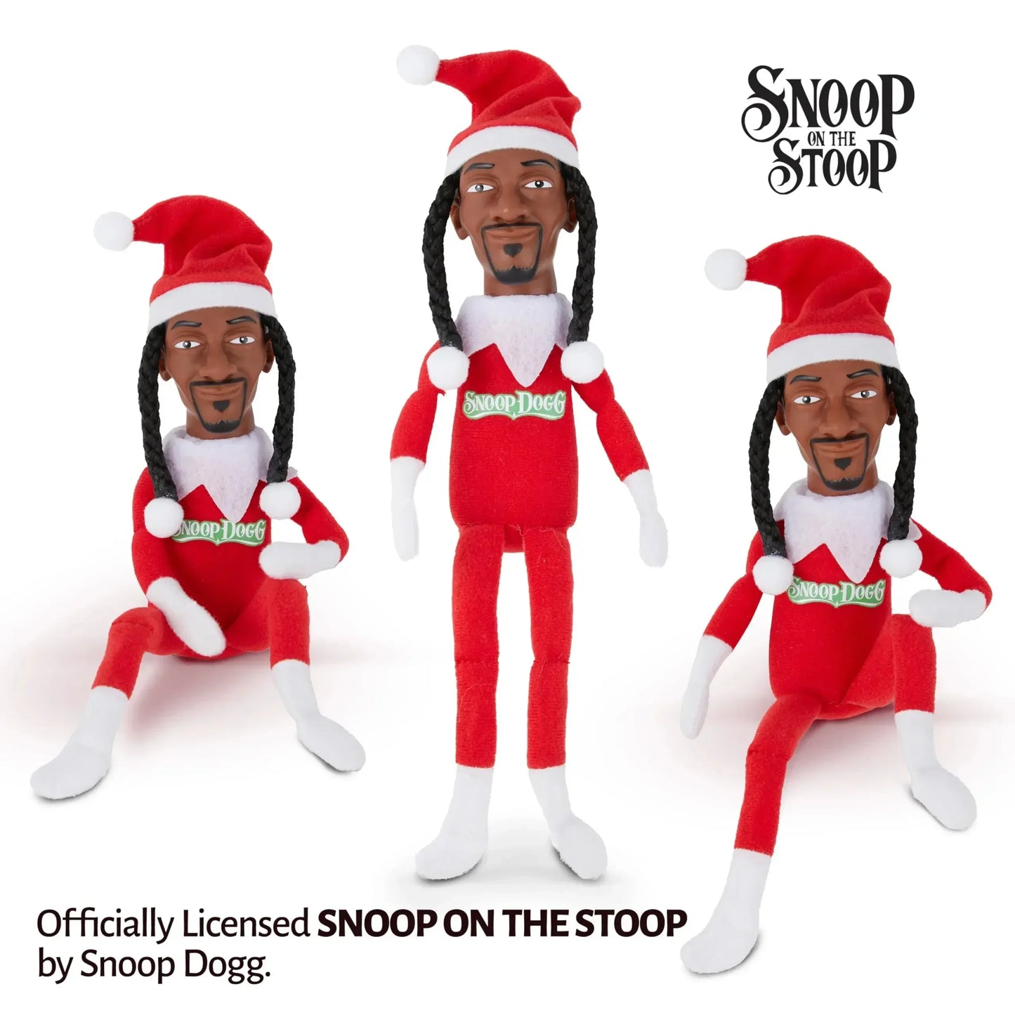 New Snoop Dogg 'Snoop on a Stoop' Christmas Elf Doll 12” Plush Toys Shelf Decor Includes Elf Toy Tshirt Sunglasses and Necklace