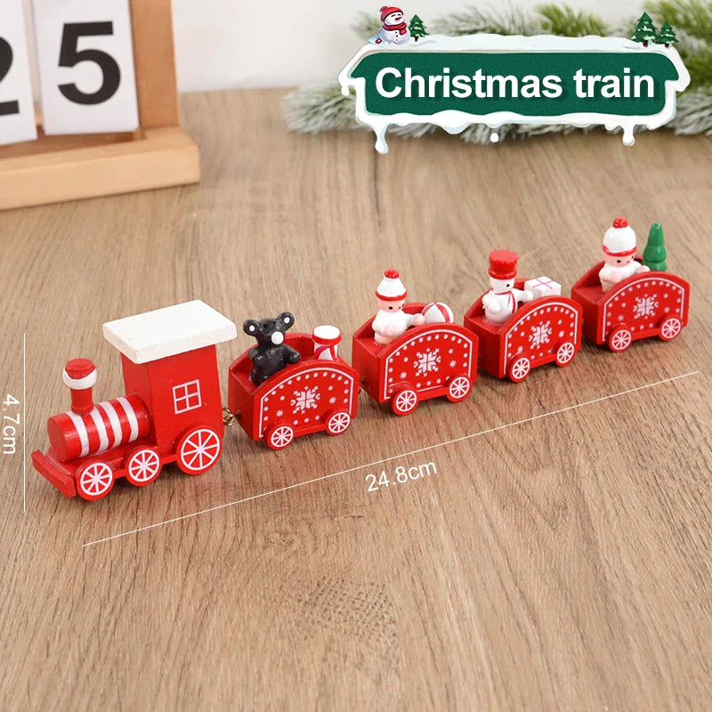 Christmas Wooden Train Merry Christmas Decorations for Home 2024 Xmas Tree Ornament  Navidad Noel Kids Gift Happy New Year 2025