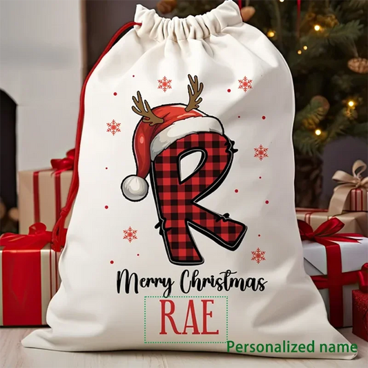 Personalised Gift Bag Merry Christmas Santa Sack Kids Present Gift Bag Santa Stocking Drawstring Bag Christmas Decoration Item