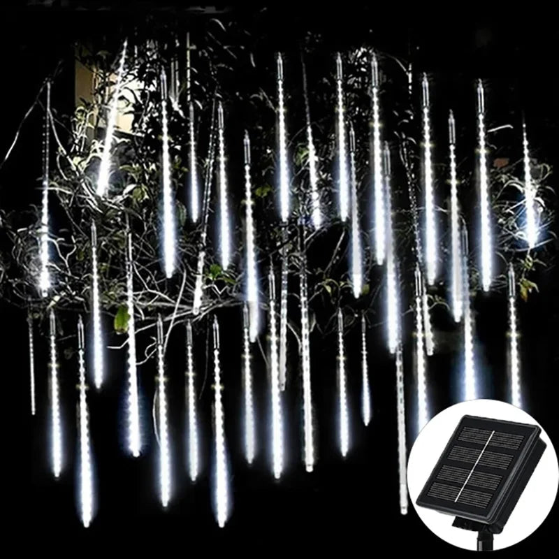 Solar Meteor Shower Rain String Lights Waterproof Garden Light 8 Tubes Christmas Tree Holiday Party Wedding Holiday Decoration