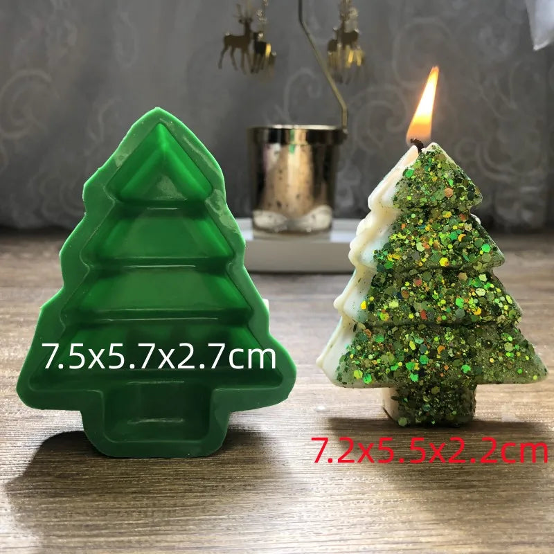 3D Christmas Tree Candle Silicone Mould DIY Christmas Candle Making Kit Handmade Soap Plaster Resin Baking Tools Holiday Gifts