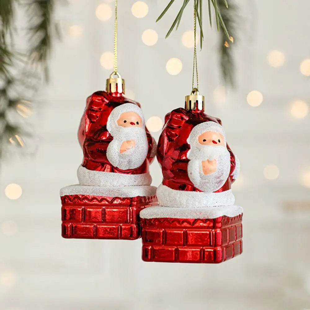 2PCS Red&white Christmas Hanging Decoration Santa Clause Camera Owl Xmas Ornament Ball Shopwindow Plastic Xmas Baubles