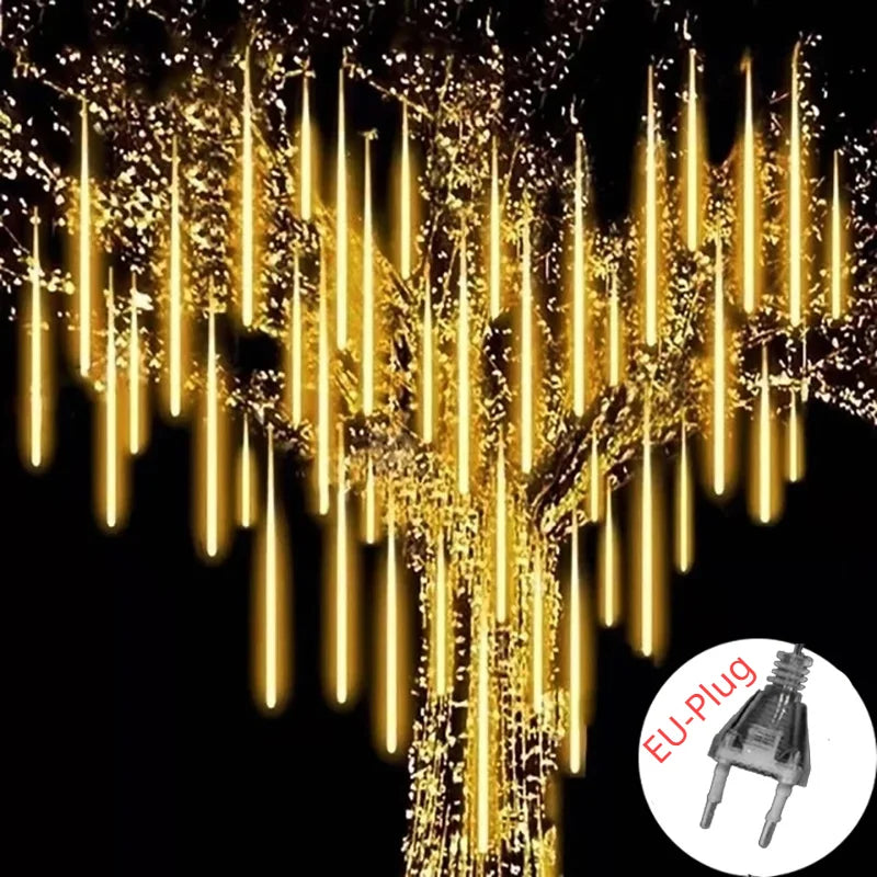 Solar Meteor Shower Rain String Lights Waterproof Garden Light 8 Tubes Christmas Tree Holiday Party Wedding Holiday Decoration