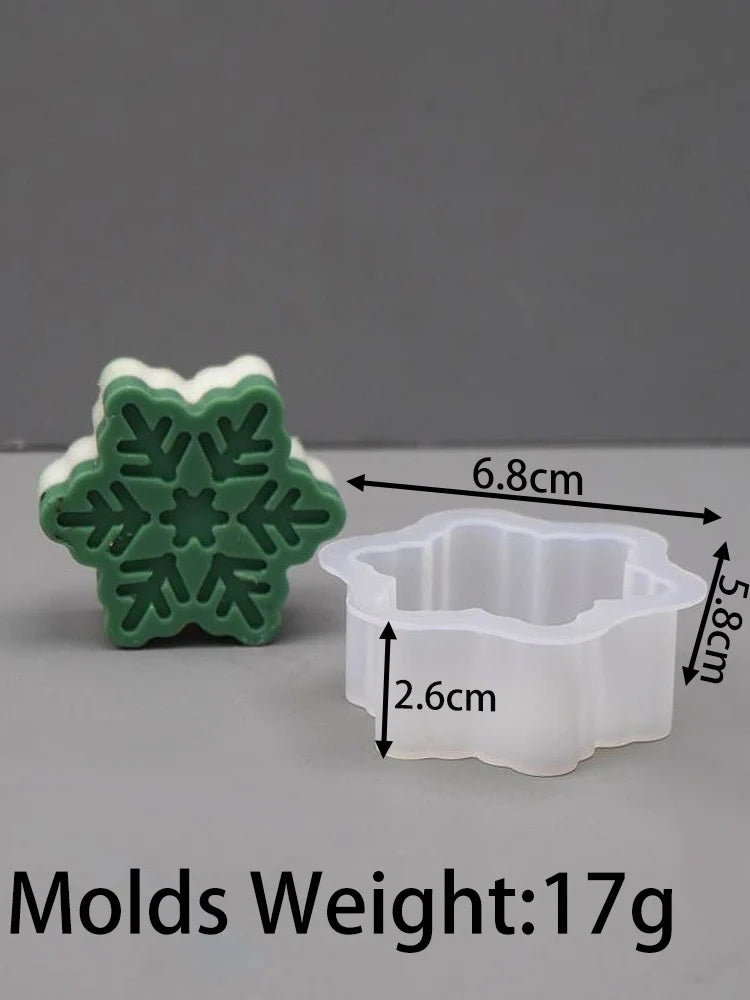 Christmas Tree Snowflake Silicone Candle Mould DIY Xmas Ornaments Making Soap Plaster Resin Casting Molds Home Decor Craft Gifts