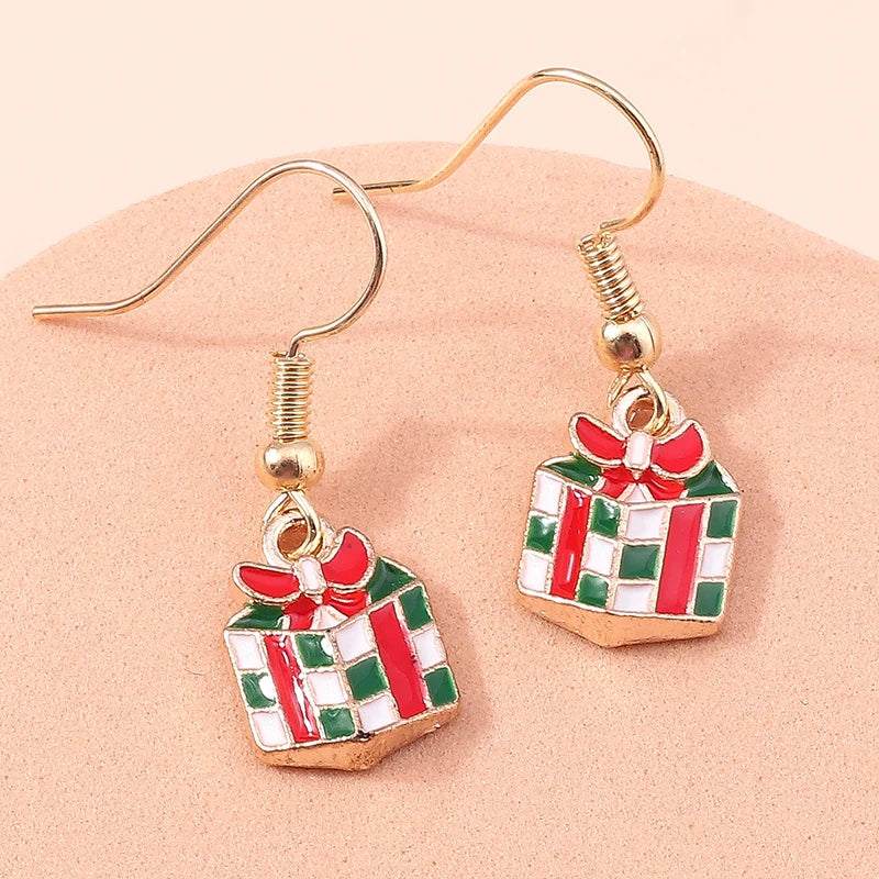 Merry Christmas Drop Earrings for Women Christmas Tree Deer Santa Dangle Earrings New Year Jewelry Gifts