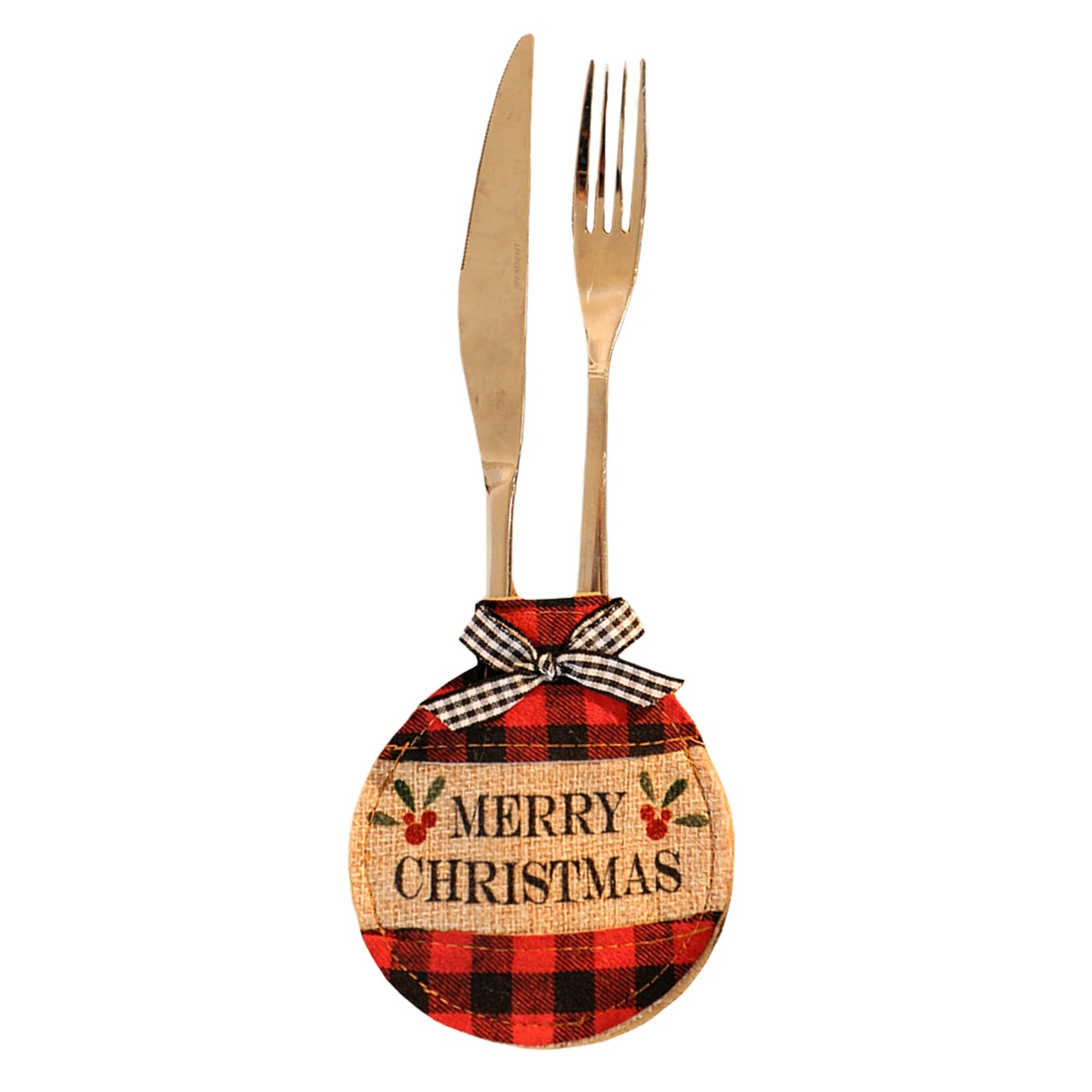 Christmas Silverware Holders Buffalo Plaid Tableware Knife and Fork Bags Pouches for Dinner Table Decor