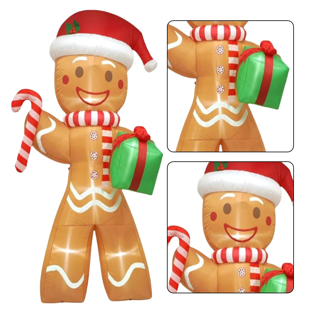 8FT/2.4M Christmas Inflatable Gingerbread Man with LED Lights Xmas Yard Decorations Christmas Blow Up Yard Decorations for Yard