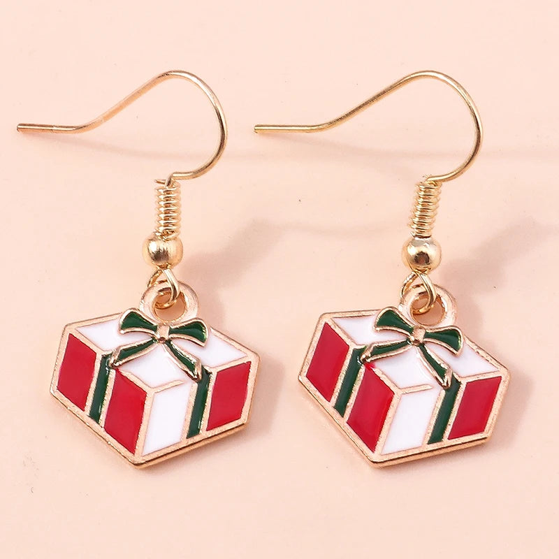 Merry Christmas Drop Earrings for Women Christmas Tree Deer Santa Dangle Earrings New Year Jewelry Gifts