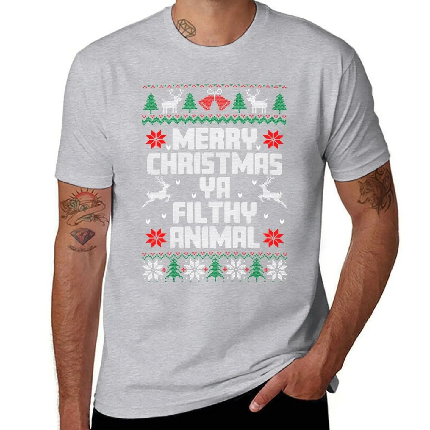 Merry Christmas Ya Filthy Animal, Ugly Holiday Sweaters, Santa Claus Christmas 2021, Tree Reindeer, Funny Snowman, Happy T-Shirt