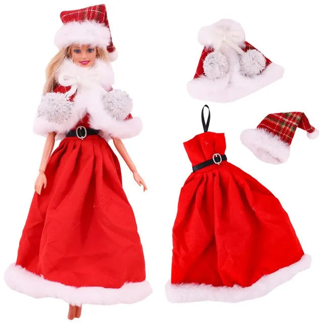 Barbies Clothes Doll Christmas Dress Accessories,Toy Tree,Santa Claus Set For 11.8inch ,30Cm Ken Clothing ,Girls Birthday Gift (Does not include Doll)