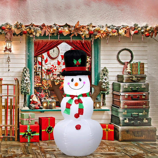 2024 Christmas Decoration Inflatables Beach Snowman with LED for Xmas Party Indoor Outdoor Courtyard Props Ornament Toy