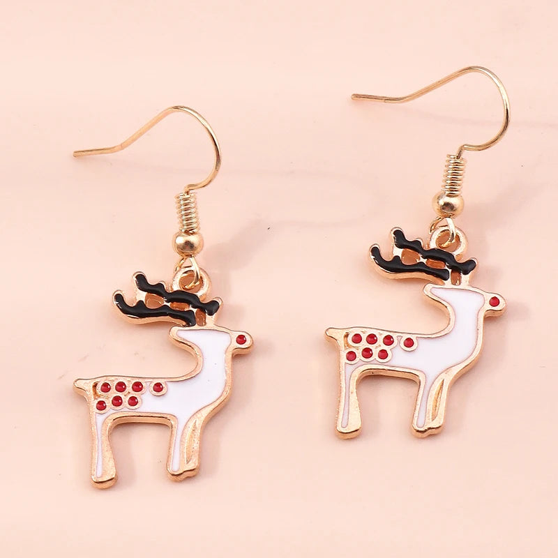 Merry Christmas Drop Earrings for Women Christmas Tree Deer Santa Dangle Earrings New Year Jewelry Gifts