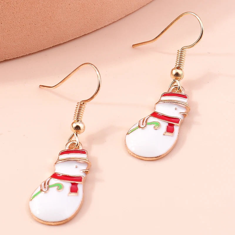 Merry Christmas Drop Earrings for Women Christmas Tree Deer Santa Dangle Earrings New Year Jewelry Gifts