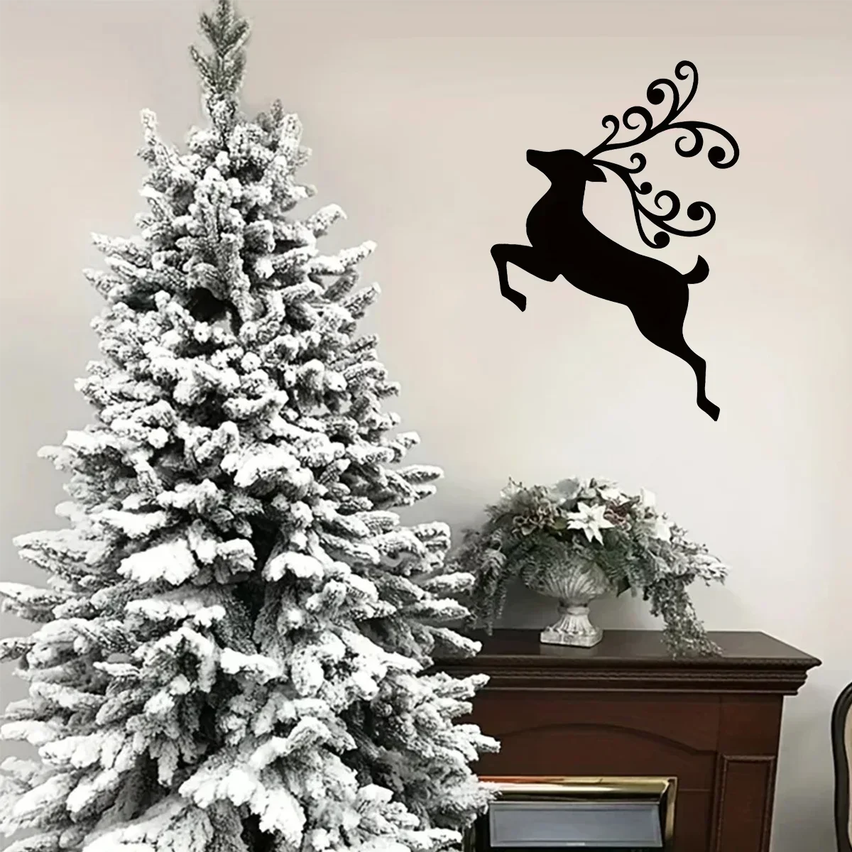 Fascinating Metal Wall Art of Christmas Deer – Black Silhouette. A Intriguing Decor for Living Room and Bedroom this Yuletide