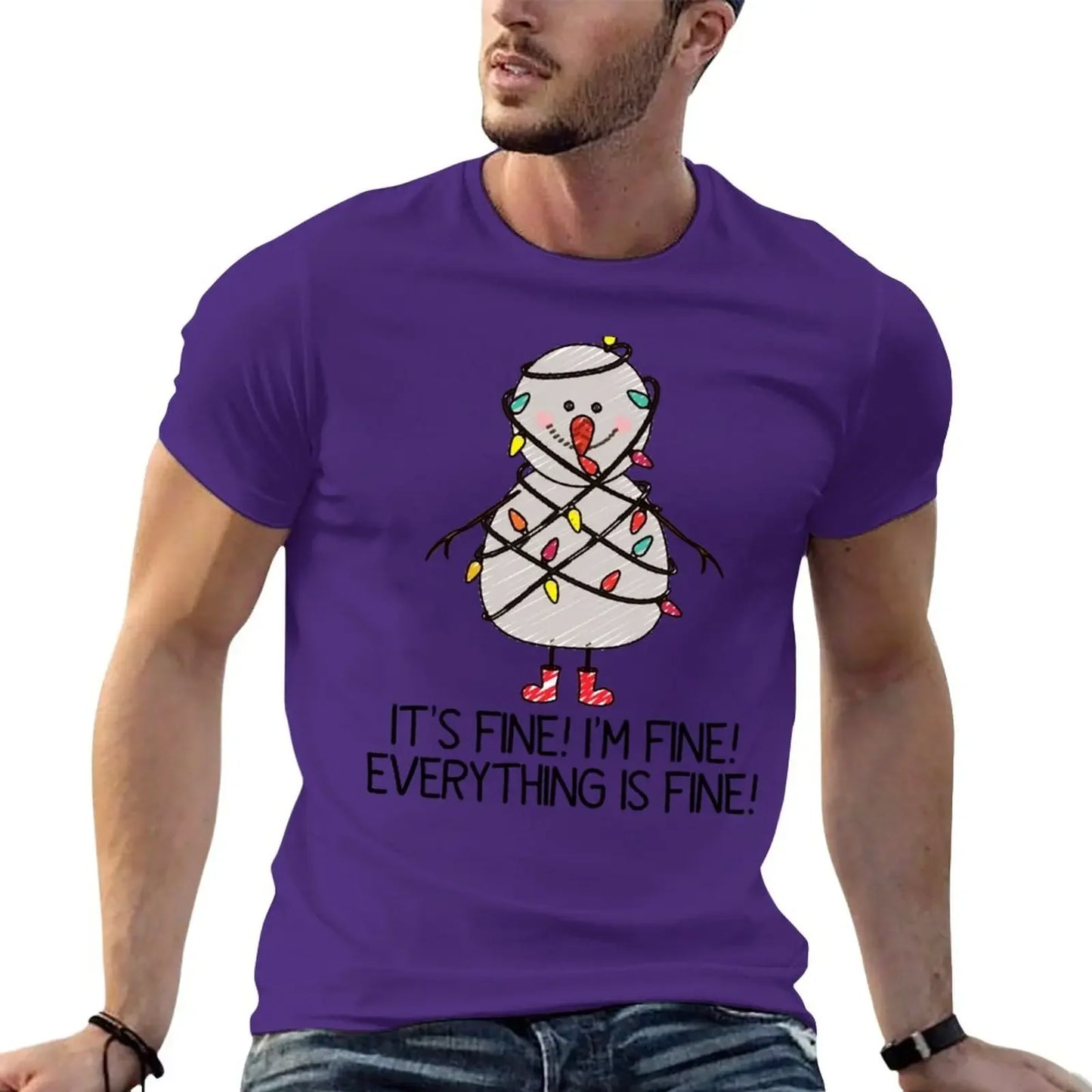 Holiday T-Shirt - I'm Fine Tangled Lights Christmas