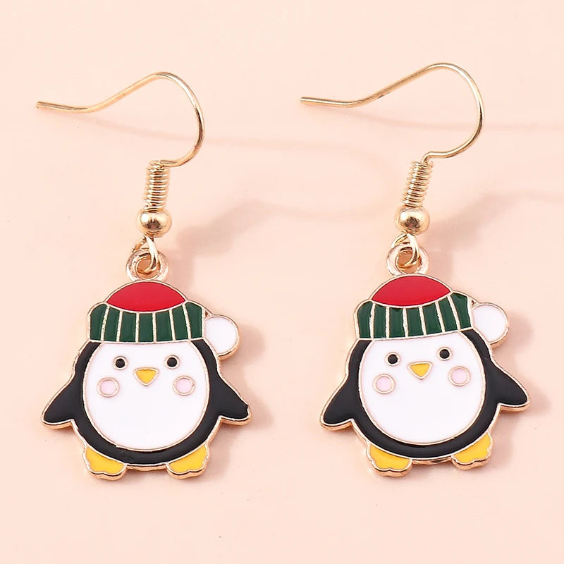 Merry Christmas Drop Earrings for Women Christmas Tree Deer Santa Dangle Earrings New Year Jewelry Gifts