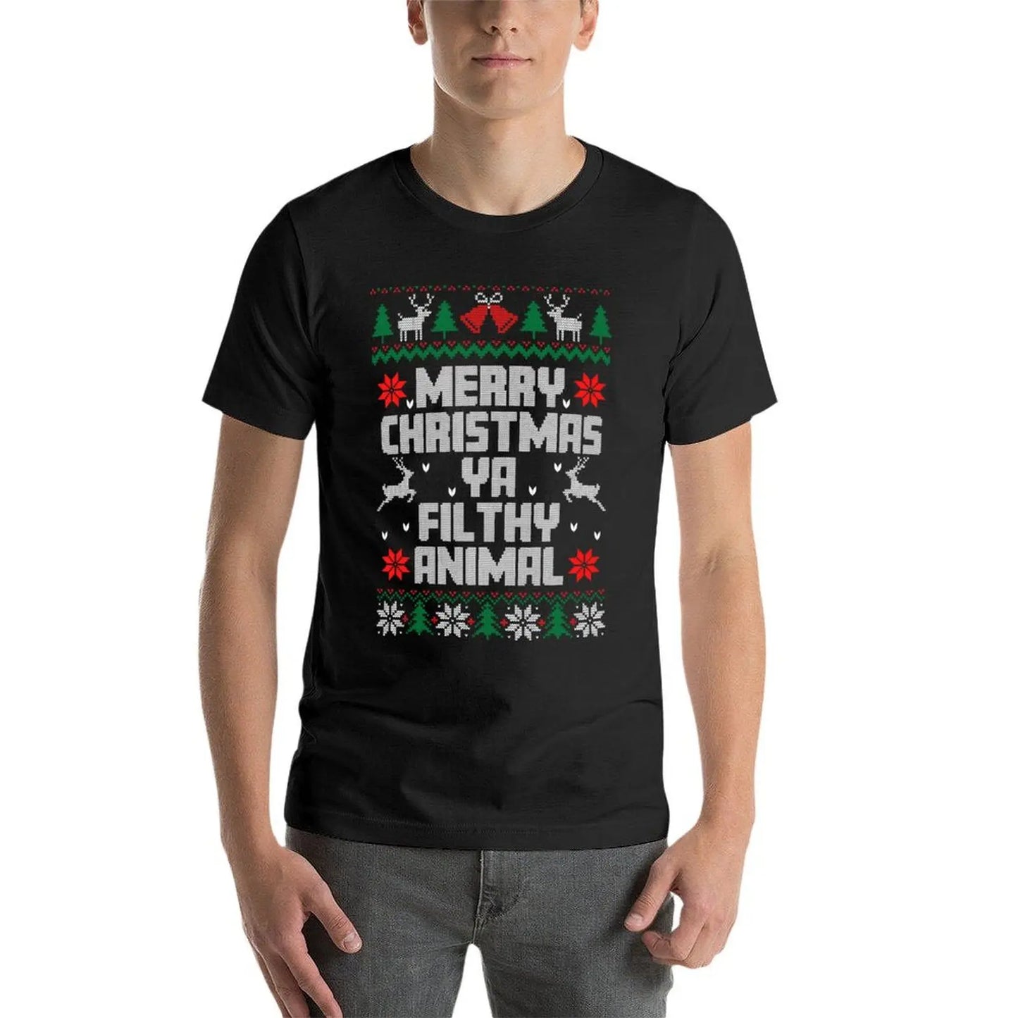 Merry Christmas Ya Filthy Animal, Ugly Holiday Sweaters, Santa Claus Christmas 2021, Tree Reindeer, Funny Snowman, Happy T-Shirt