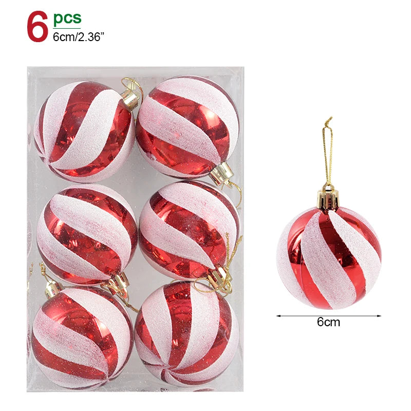 6Pcs/box 6cm Christmas Ball Ornaments Xmas Tree Hanging Pendant Christmas Decorations for Home 2024 Navidad Natal New Year Gift