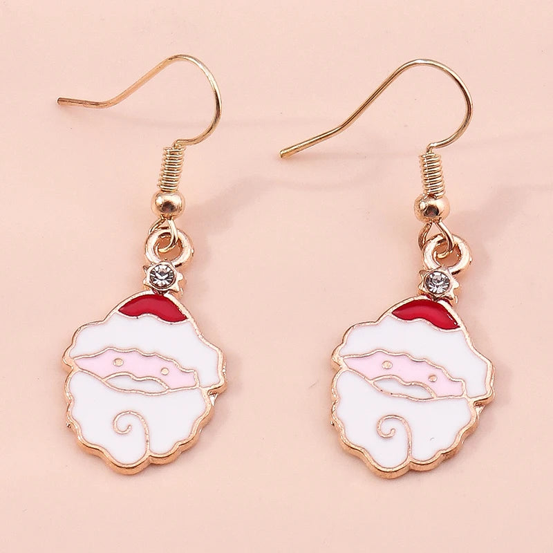 Merry Christmas Drop Earrings for Women Christmas Tree Deer Santa Dangle Earrings New Year Jewelry Gifts