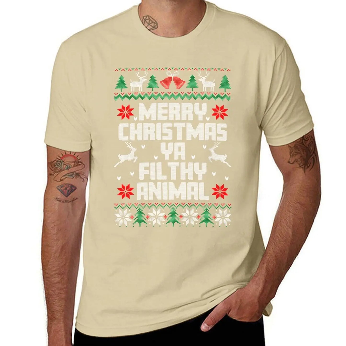 Merry Christmas Ya Filthy Animal, Ugly Holiday Sweaters, Santa Claus Christmas 2021, Tree Reindeer, Funny Snowman, Happy T-Shirt