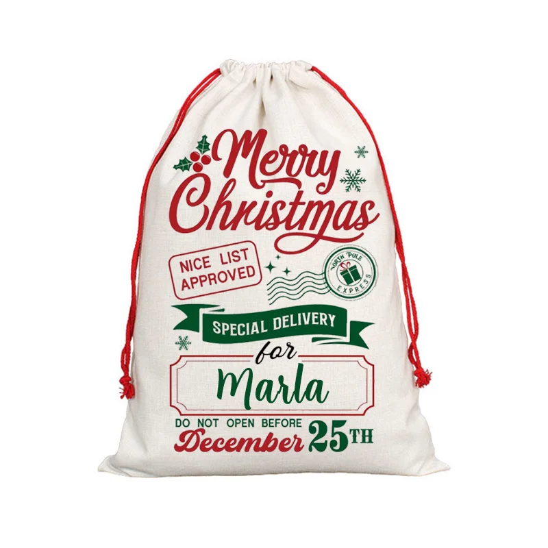 Personalised Name 30x40cm Christmas Gift Bags Santa Sack Christmas Ornaments New Year Christmas Gifts for Kids Boys Girls Teens