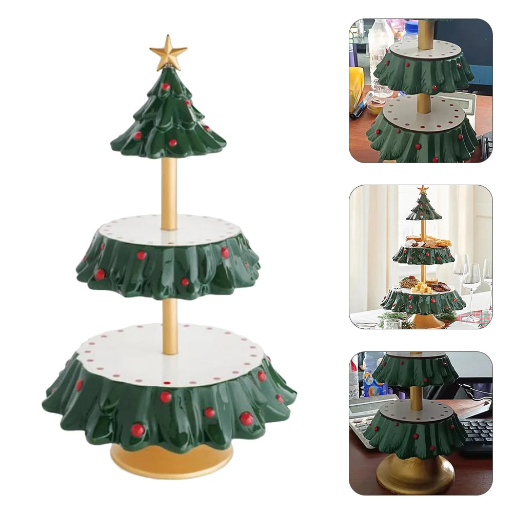 Xmas Cake Storage Stand Christmas Cupcake Tray Desert Display Shelves Holder Paper Dessert