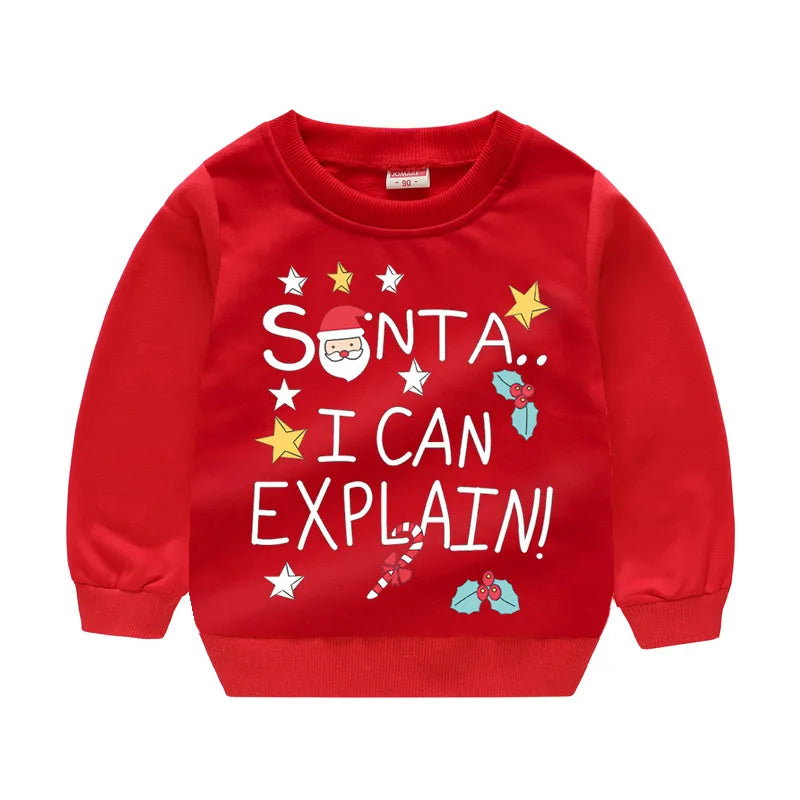 Christmas Sweater/Pullover X'mas Gift Tops Children Outfit Cotton Sweatshirts 1-6Years