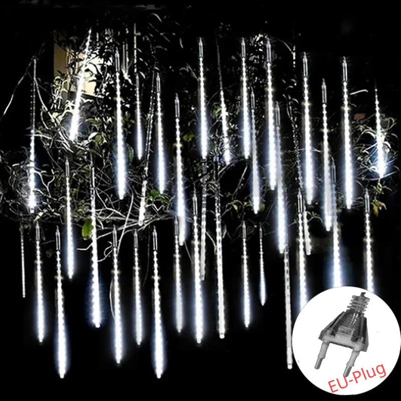 Solar Meteor Shower Rain String Lights Waterproof Garden Light 8 Tubes Christmas Tree Holiday Party Wedding Holiday Decoration