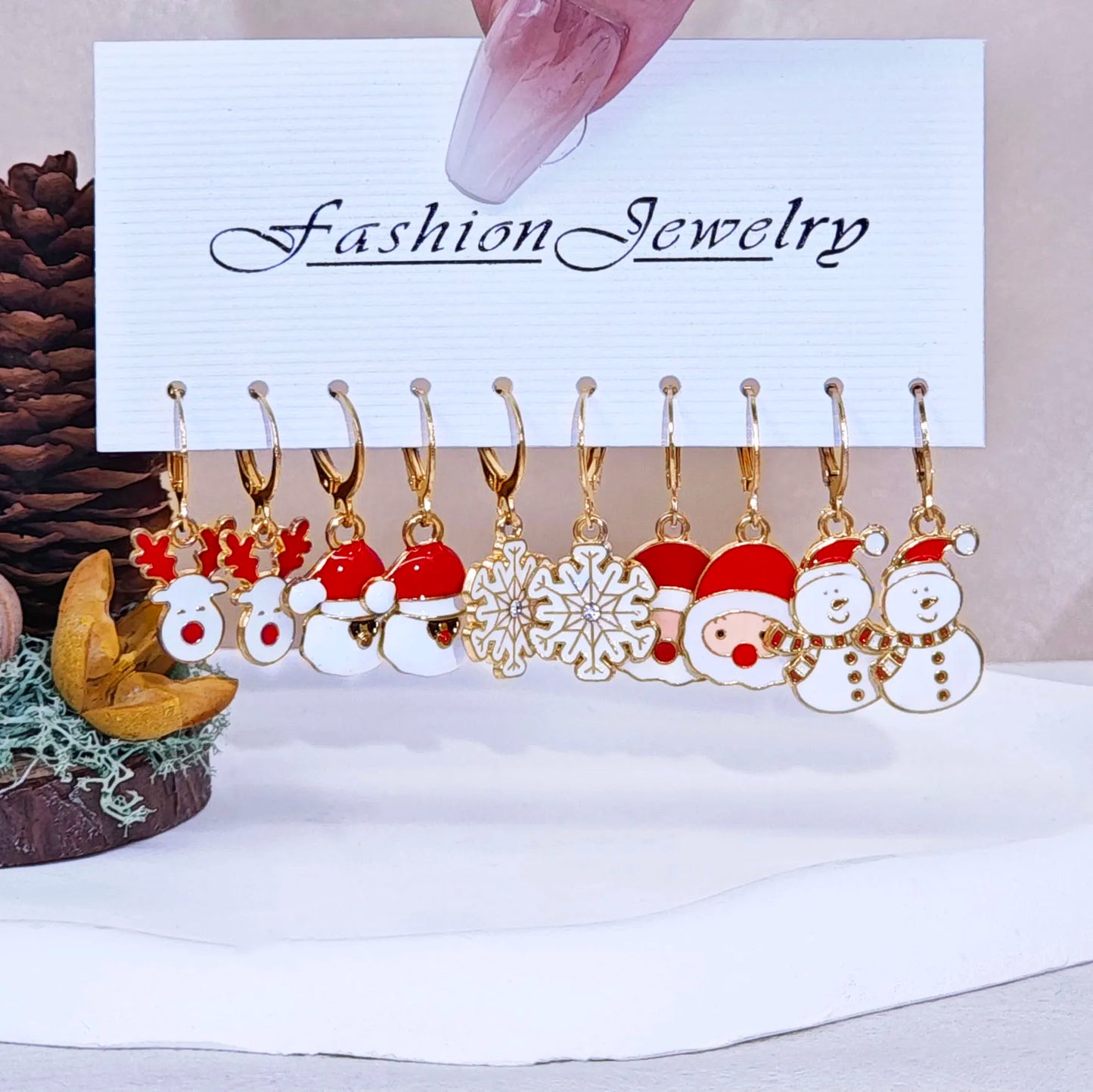 10/20/40pcs Christmas Earing Set - Elk, Santa Claus, Christmas, Tree, Earrings for Women