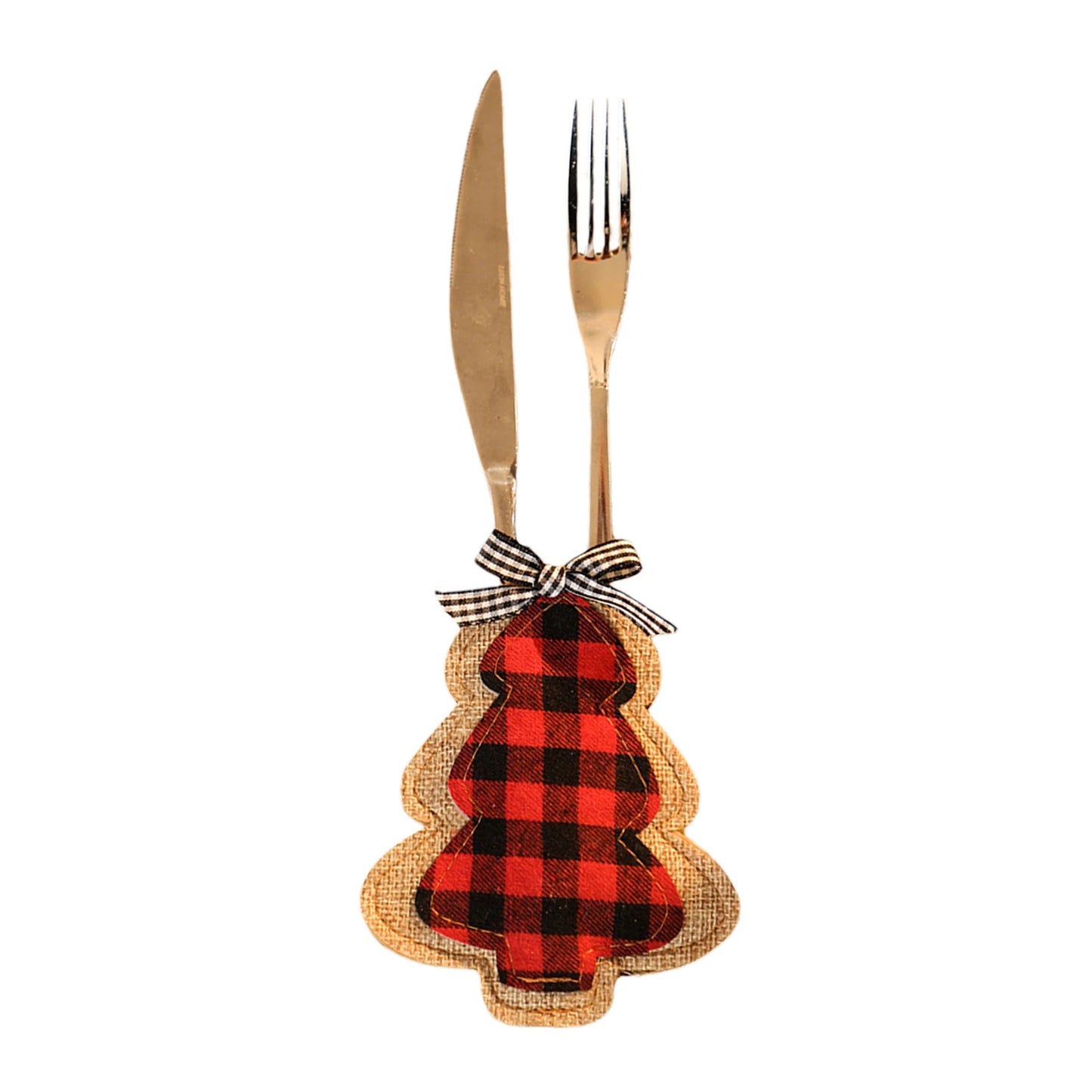 Christmas Silverware Holders Buffalo Plaid Tableware Knife and Fork Bags Pouches for Dinner Table Decor