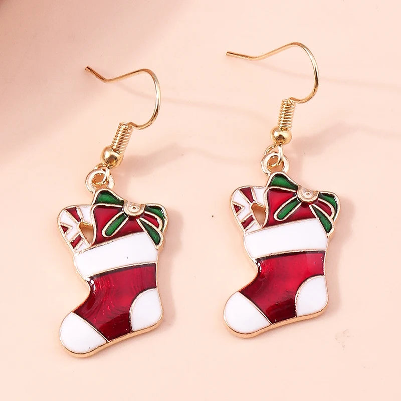 Merry Christmas Drop Earrings for Women Christmas Tree Deer Santa Dangle Earrings New Year Jewelry Gifts