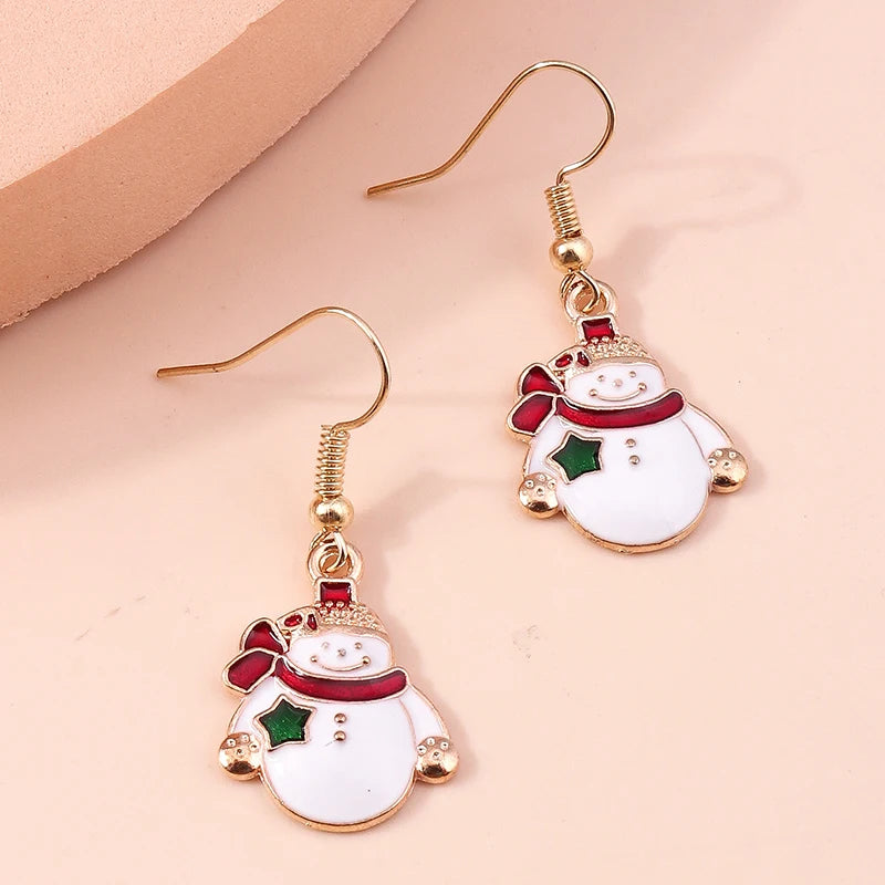 Merry Christmas Drop Earrings for Women Christmas Tree Deer Santa Dangle Earrings New Year Jewelry Gifts