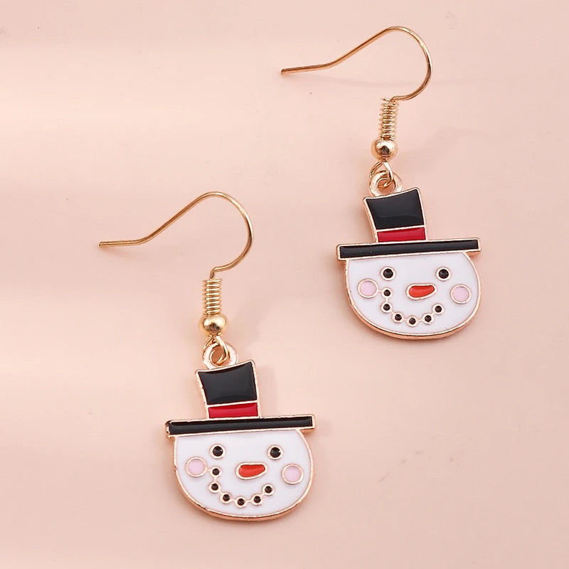 Merry Christmas Drop Earrings for Women Christmas Tree Deer Santa Dangle Earrings New Year Jewelry Gifts