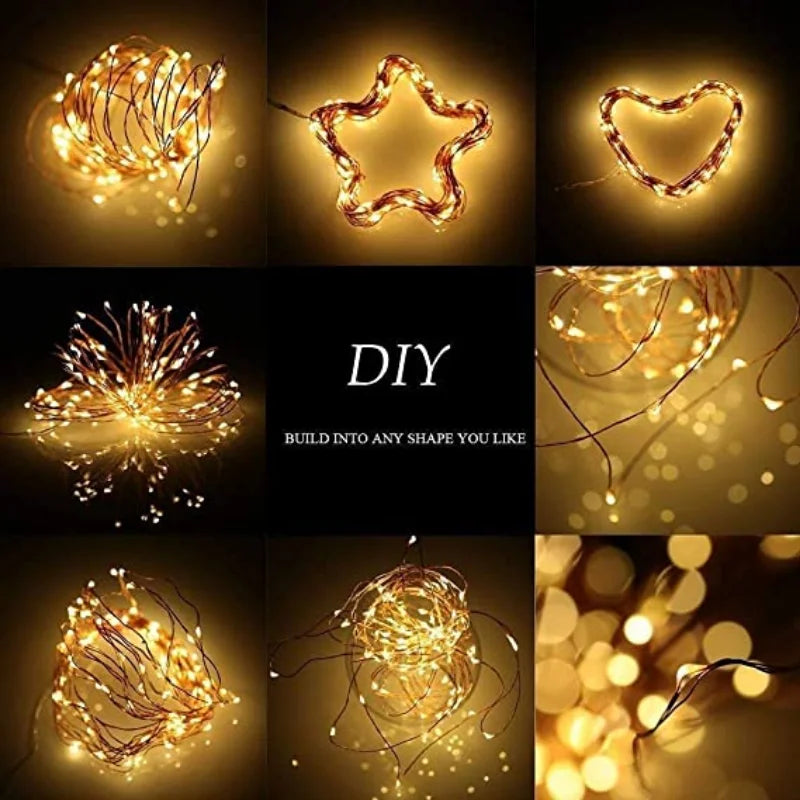 Fairy Lights Battery Operated Centrepiece Table Decorations Party Christmas Copper Wire String Lights Battery Powered