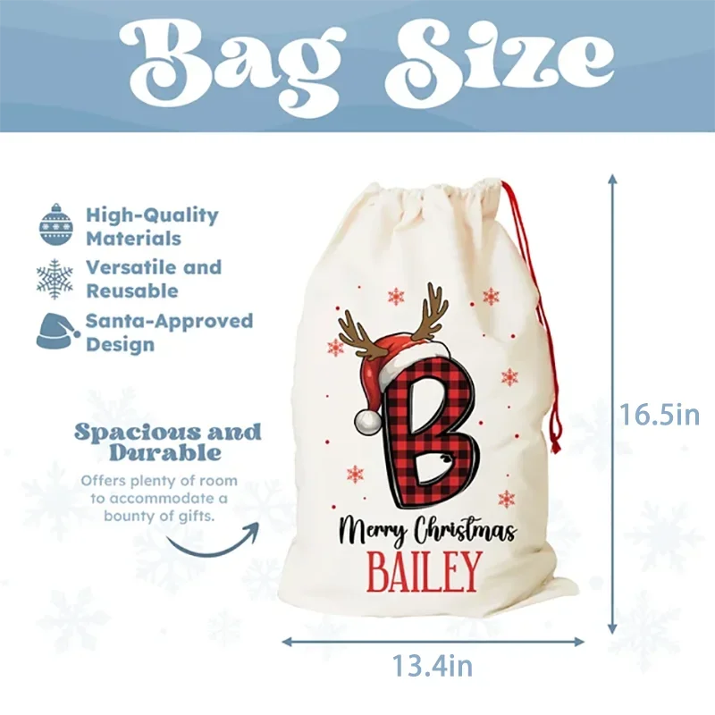 Personalised Gift Bag Merry Christmas Santa Sack Kids Present Gift Bag Santa Stocking Drawstring Bag Christmas Decoration Item