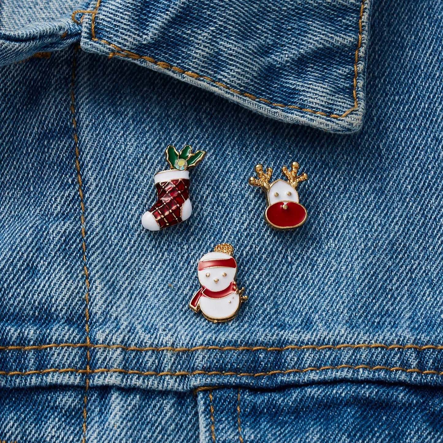 3pcs/set Christmas Gift For Women Men Brooches Enamel Pins Santa Claus Bell Elk Snowflake Xmas Tree Brooch New Year Pin