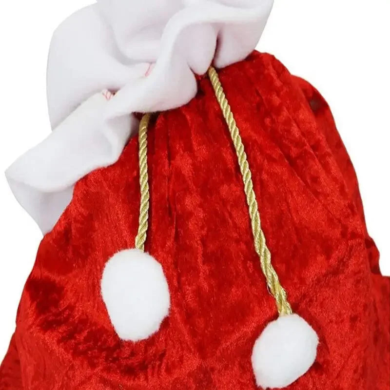 1Pc Santa Claus Sack Stocking Big Gift Bags Christmas Day Decoration Flannel Large Christmas Drawst Bag Xmas Gift Bags