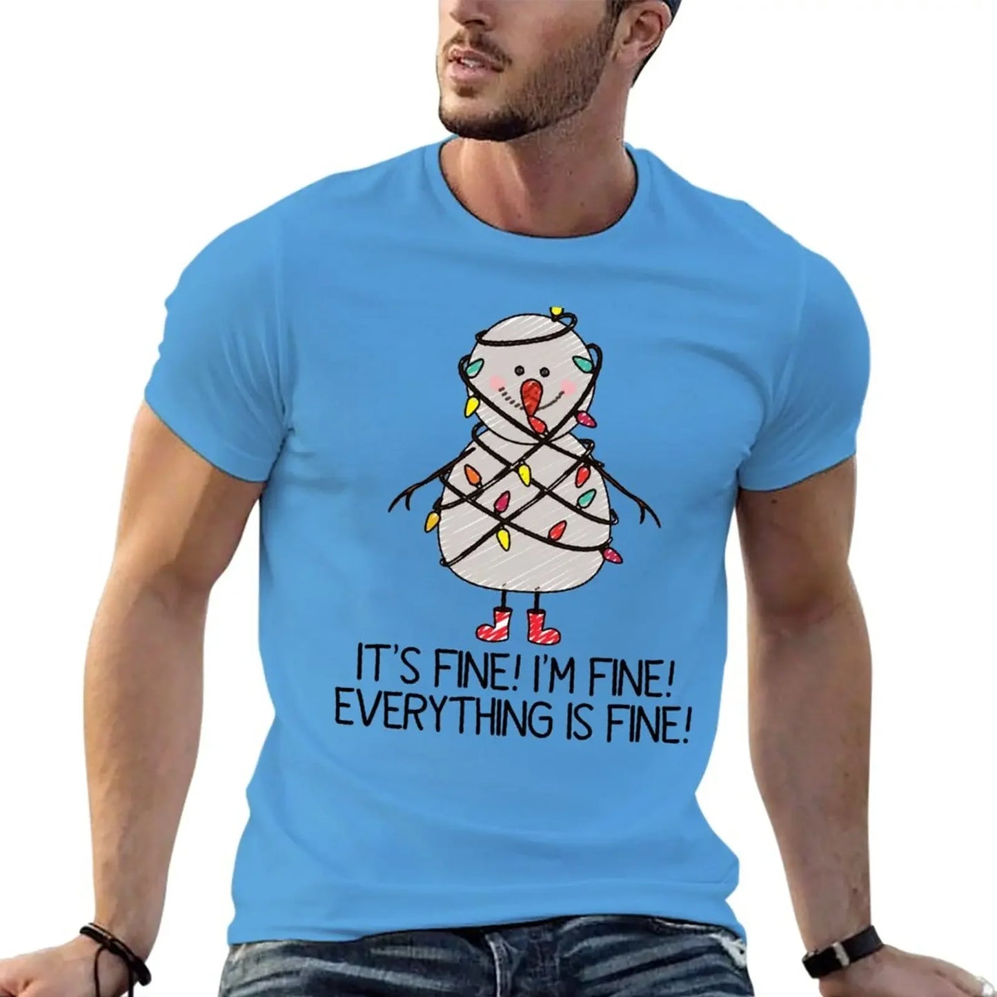 Holiday T-Shirt - I'm Fine Tangled Lights Christmas