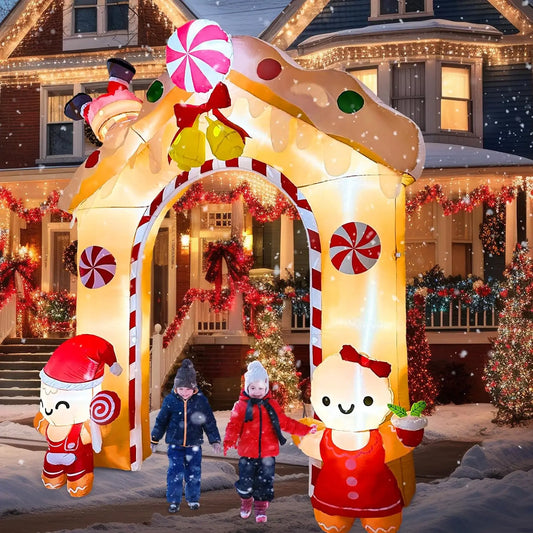 10FT Gingerbread Man Inflatable Archway with LED Lights, Christmas Yard Decoration for Outdoor Parties